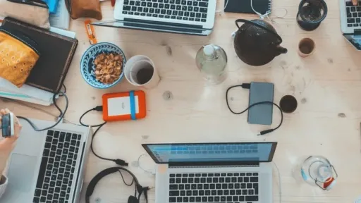 A bunch of laptops on a table